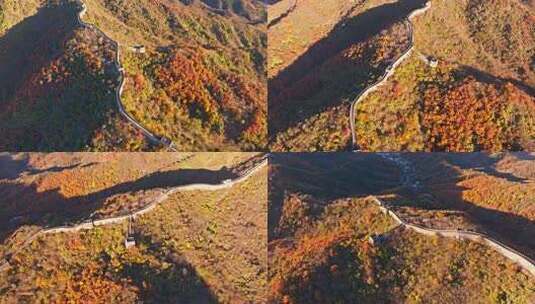 航拍长城秋色高清在线视频素材下载