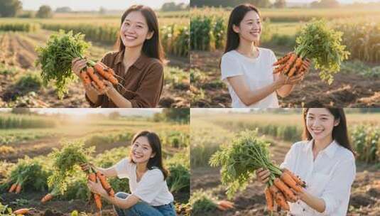 田园胡萝卜丰收采摘展示高清在线视频素材下载