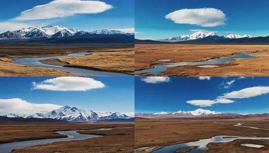 高原雪山自然风光全景高清在线视频素材下载