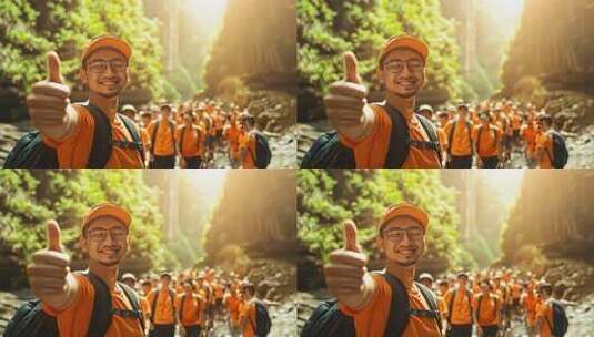 团队户外拓展活动中成员们积极向上高清在线视频素材下载