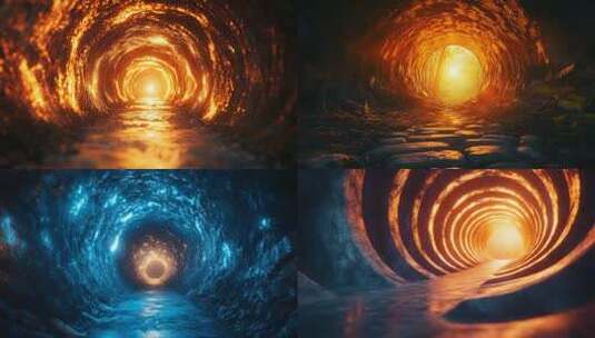 隧道尽头的阳光景象时空隧道高清在线视频素材下载