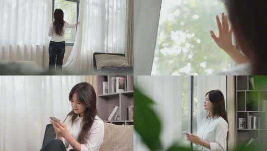 女生休闲惬意美好居家生活工作高清在线视频素材下载