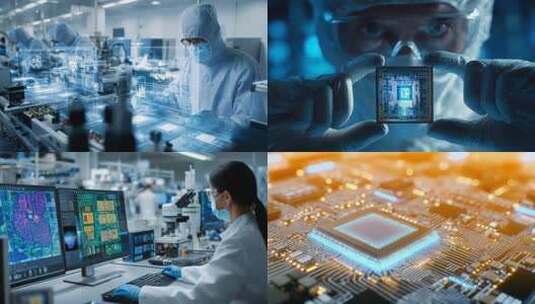 芯片 科研人员实验室操作场景高清在线视频素材下载