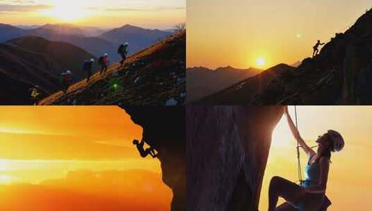 攀岩登山登顶翻越高山砥砺前行企业精神高清在线视频素材下载