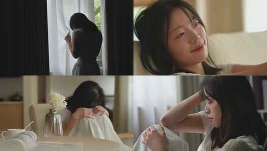 女孩悲伤哭泣孤独抑郁独自一个人高清在线视频素材下载