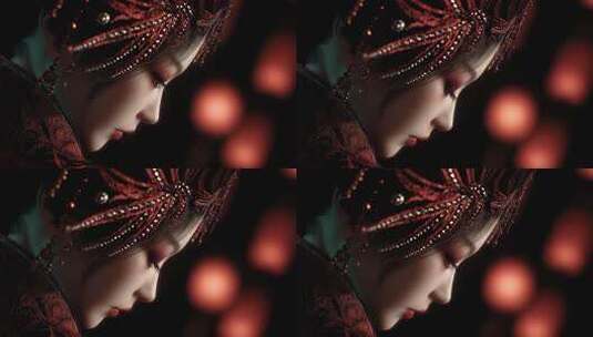 唐风美人低眉沉思古典意境唯美动人高清在线视频素材下载