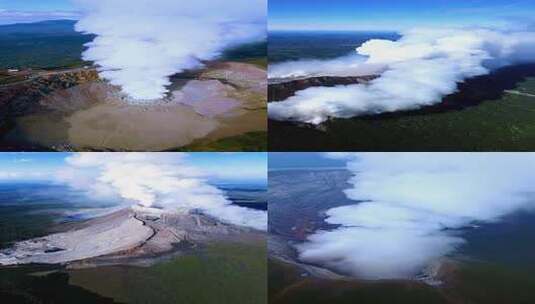 火山口烟雾升腾景象高清在线视频素材下载