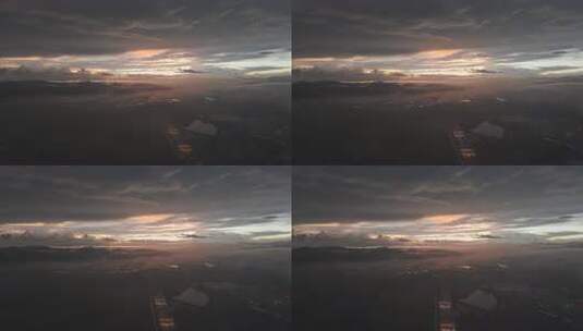 航拍城市日出云海景观高清在线视频素材下载
