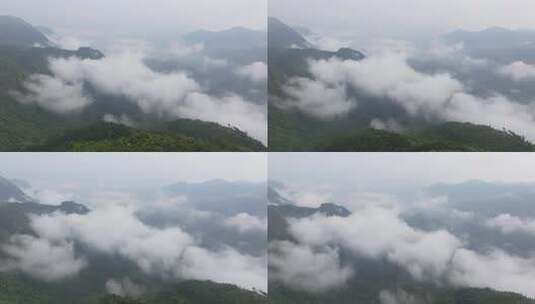 航拍早晨广东茂名信宜石镬坳云雾缭绕的山峦高清在线视频素材下载