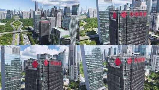 航拍中国联通大厦高清在线视频素材下载