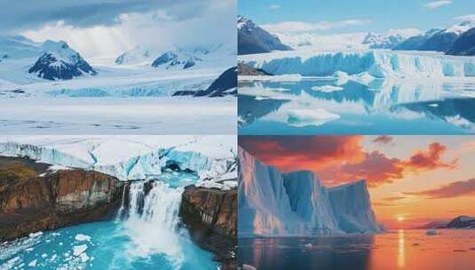 极地冰川与雪山风景全景高清在线视频素材下载