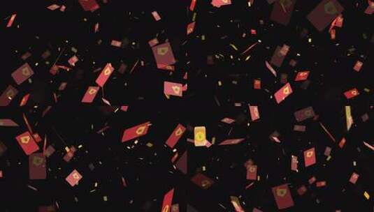 春节红包雨飘落透明通道视频素材高清在线视频素材下载