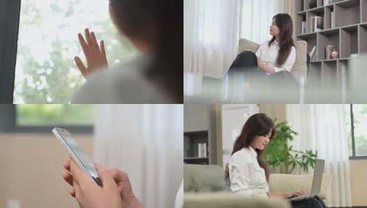 女生周末休闲居家小清新高清在线视频素材下载