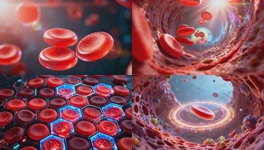 血液红细胞血小板干细胞 3D红细胞流动高清在线视频素材下载