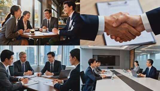 商务成功人士洽谈合作 职场精英团队协作高清在线视频素材下载