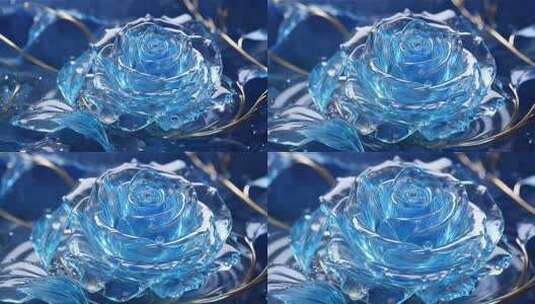蓝水晶玫瑰绽放高清在线视频素材下载