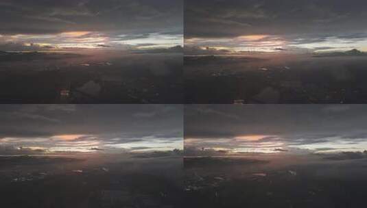 城市日出云海鸟瞰景观高清在线视频素材下载