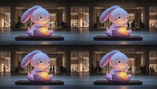 璀璨星光兔子灯笼点亮节日氛围高清在线视频素材下载