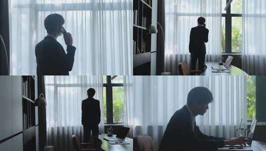 男子打电话背影高清在线视频素材下载