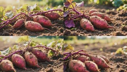 田地里刚挖出的红薯特写高清在线视频素材下载