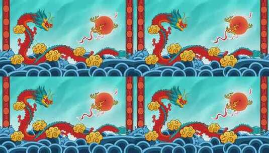 中式风格龙元素动画画面高清在线视频素材下载