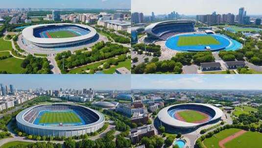 体育场城市鸟瞰全景高清在线视频素材下载