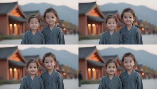 汉服女孩恬静笑容定格传统文化美好瞬间高清在线视频素材下载