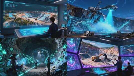 科技采矿新能源矿石AI智能矿场高清在线视频素材下载