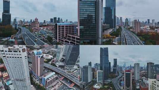 上海静安区空镜航拍集高清在线视频素材下载
