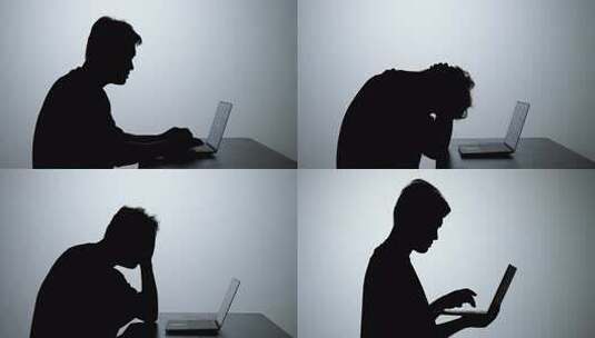 工作打字 员工的压力焦虑与呐喊高清在线视频素材下载