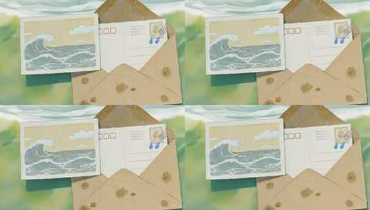 暑假旅行明信片回忆怀旧情感视频高清在线视频素材下载