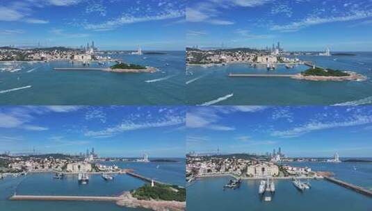 青岛中国人民解放军海军博物馆航拍高清在线视频素材下载