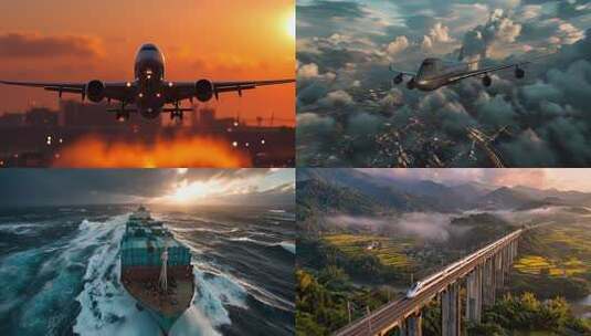 海陆空交通运输全景高清在线视频素材下载