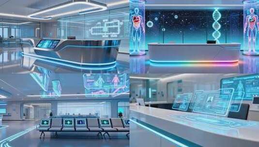 未来医院前台接待处 科技实验室 智能医疗高清在线视频素材下载