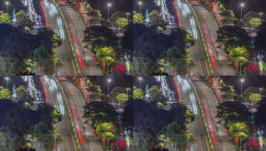 城市夜晚车流光轨 桂澜路与佛平路高清在线视频素材下载