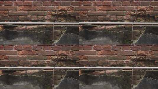 老旧红砖墙及管道特写高清在线视频素材下载