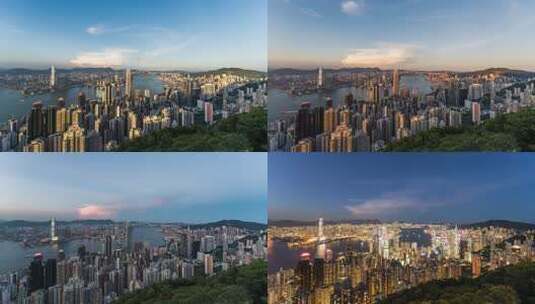 香港卢吉道维多利亚港日转夜延时高清在线视频素材下载