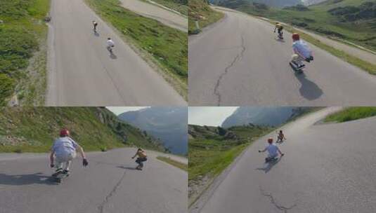 长板速降运动FPV航拍高清在线视频素材下载