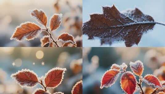 冬季霜晶绽放：自然的美丽冰晶高清在线视频素材下载