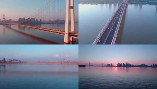 杨四港长江大桥白天和夜景高清在线视频素材下载
