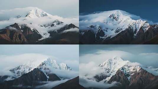 雪山云雾环绕全景高清在线视频素材下载