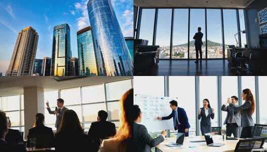 商业写字楼白领商务办公握手公司合作洽谈高清在线视频素材下载
