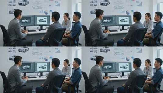 汽车设计师团队会议场景高清在线视频素材下载