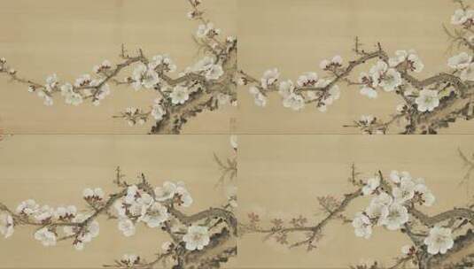 新国画梅花报春唯美古风背景动画高清在线视频素材下载