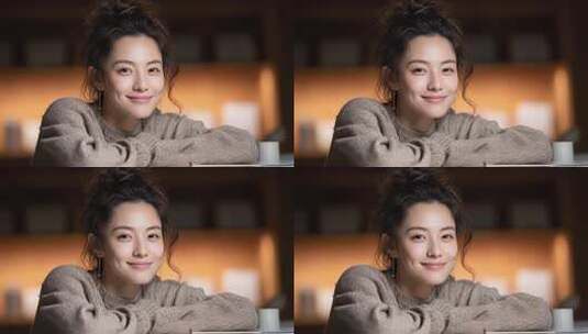 微笑女性居家办公场景高清在线视频素材下载