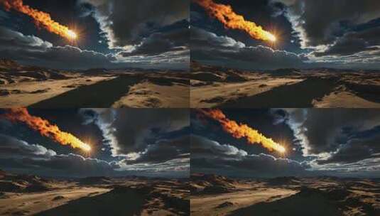 沙漠上空流星划过景象高清在线视频素材下载