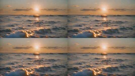 海上日落海浪景观高清在线视频素材下载