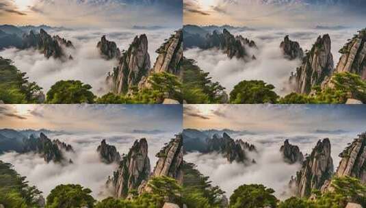 黄山云海壮美全景高清在线视频素材下载