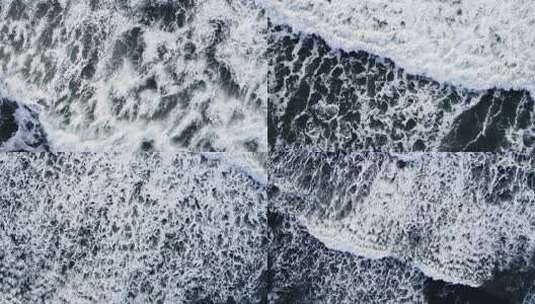 俯拍海浪拍打画面高清在线视频素材下载