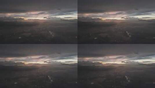 高空俯瞰城市日出云海景象高清在线视频素材下载